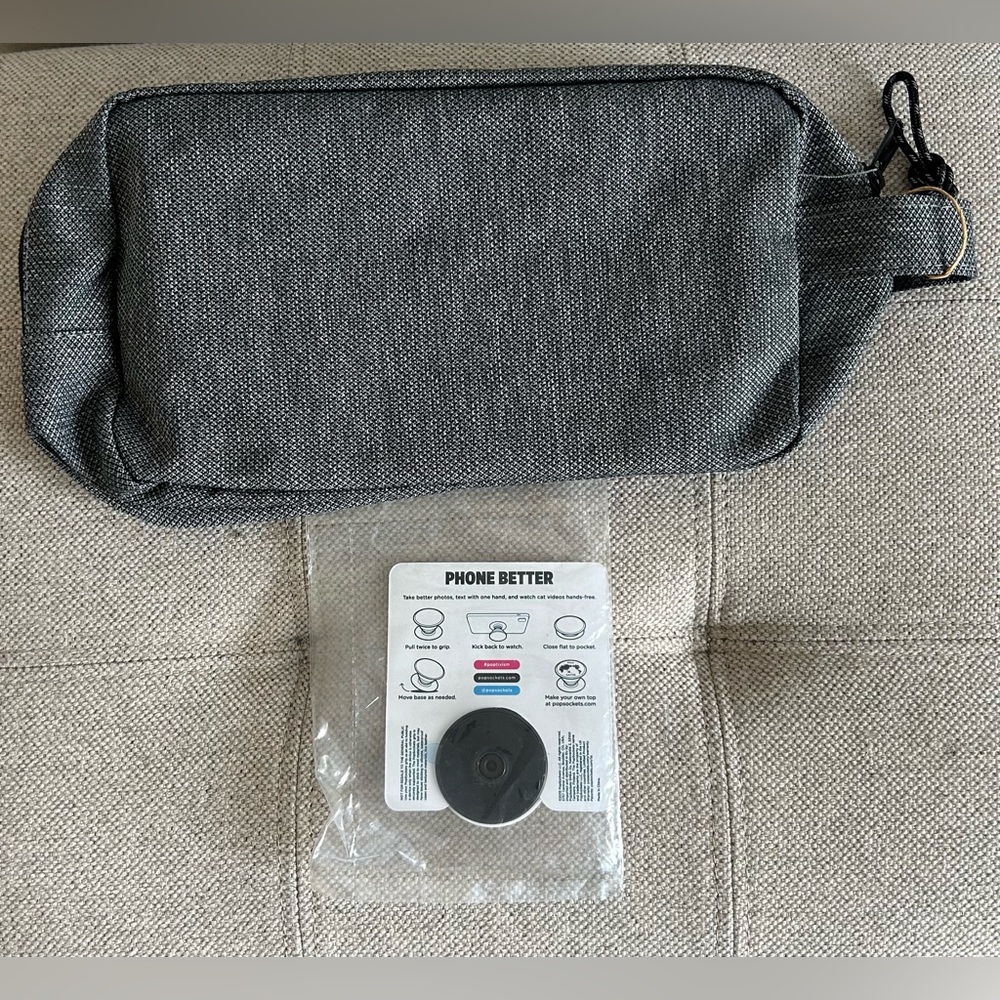 Genuine Volkswagen Grey Pencil Case/Pouch Bag & Phone Grip Stand Popsocket - Picture 2 of 3